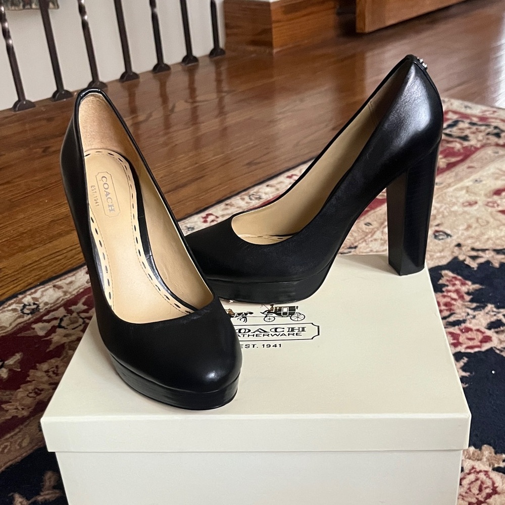 Coach Black Leather Heels